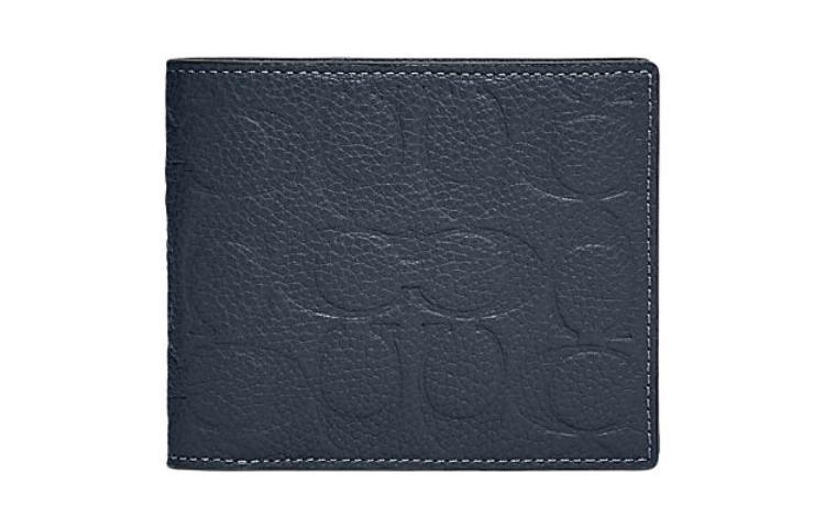 Coach Coach 3 IN 1 Wallet Cow Leather Card Holder Wallet Women's Dark Blue