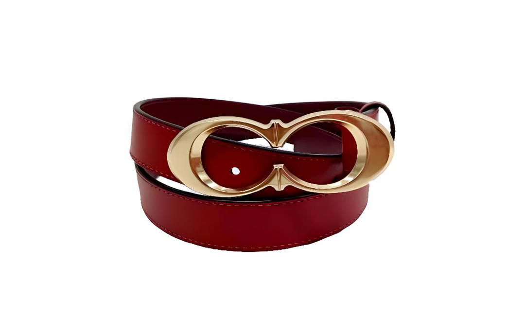 Coach Coach Emblem Smooth Buckle Leather Belts Women's Red Width: 2.5CM