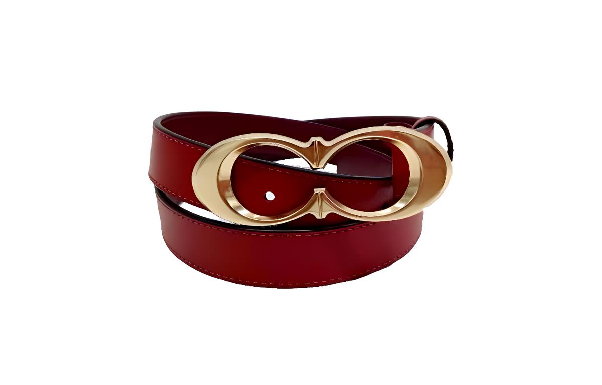 Coach Coach Emblem Smooth Buckle Leather Belts Women's Red Width: 2.5CM