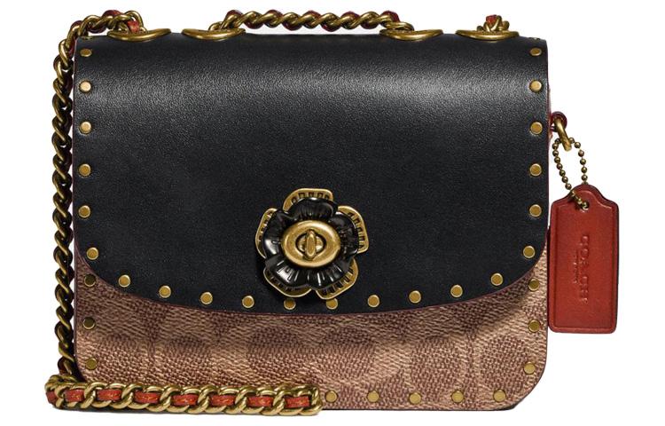 Coach Coach Madison Coated Canvas With Calfskin Small Square Bag Shoulder Bag Crossbody Bag Mini Women's Black Monogram