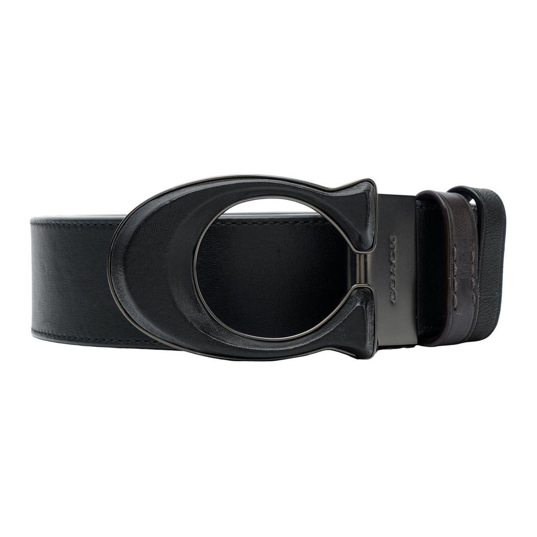 Coach Coach Cow Leather Belts Men's Black Width 3.8CM