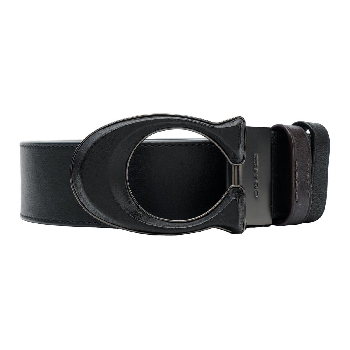 Coach Coach Cow Leather Belts Men's Black Width 3.8CM