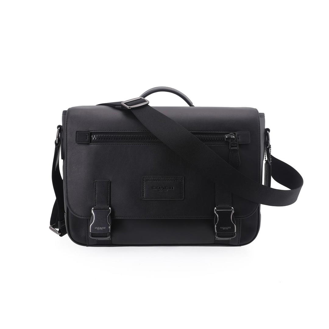 Coach Coach Track Leather Laptop Bag Briefcase Crossbody Bag Shoulder Bag Large Size Men's Black