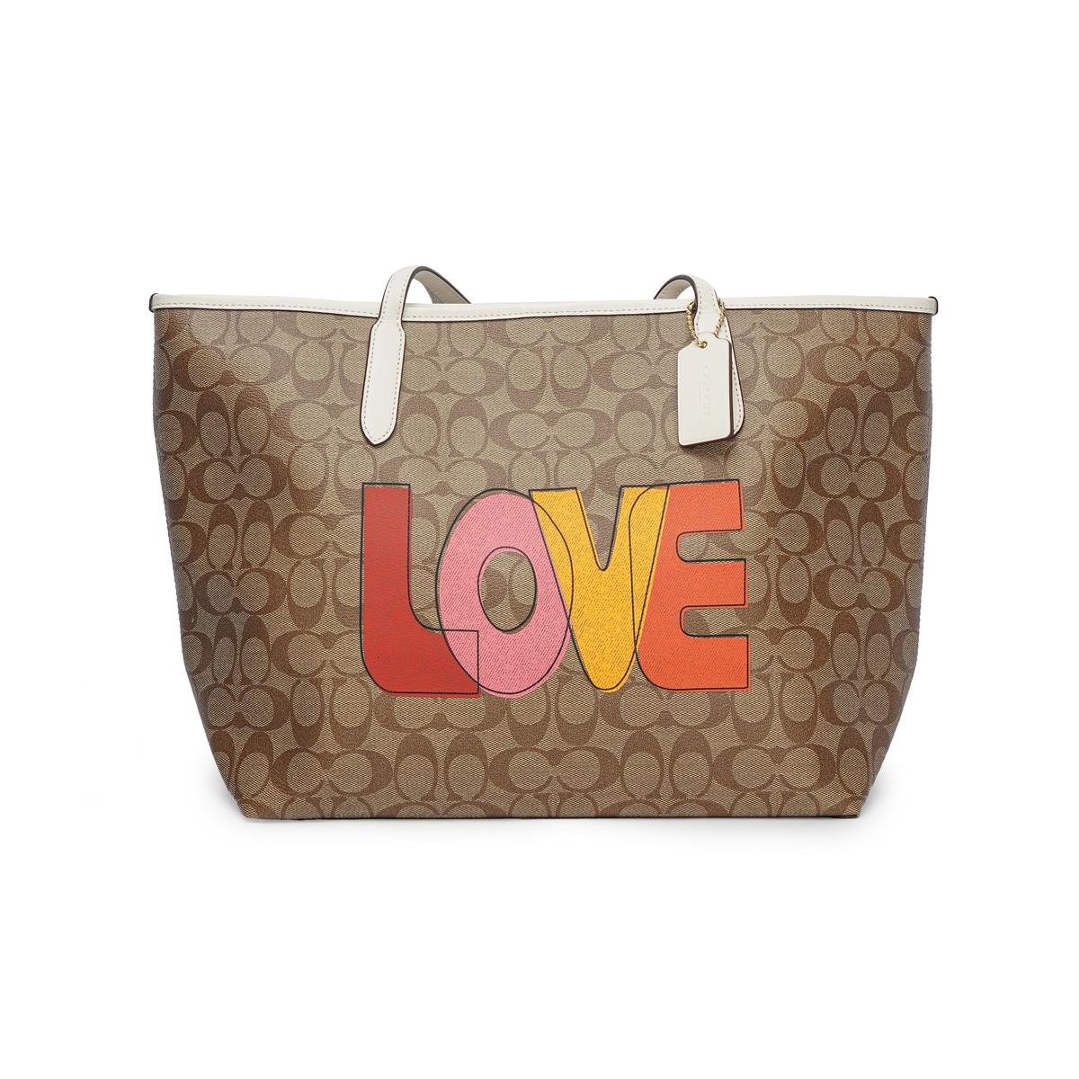 Coach Coach City Coated Canvas With Leather Tote Bag Shopping Bag Handbag Shoulder Bag Women's Brown With Monogram