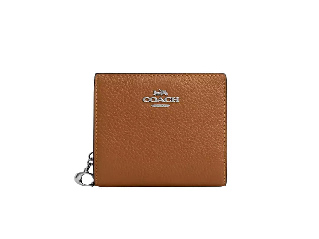 Coach Coach Snap Wallet In Leather With Silver Hardware Light Saddle