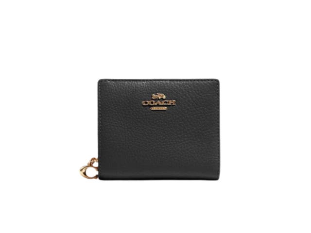 Coach Coach Snap Wallet In Black Leather With Gold Hardware - view 1