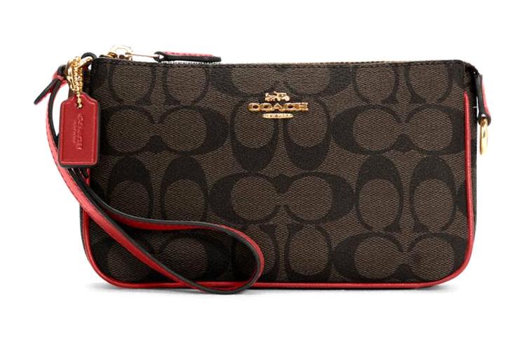 Coach Coach Nolita Canvas With Leather Mahjong Bag Wrist Bag One Shoulder Portable Clutch Small Size Women's Dark Brown