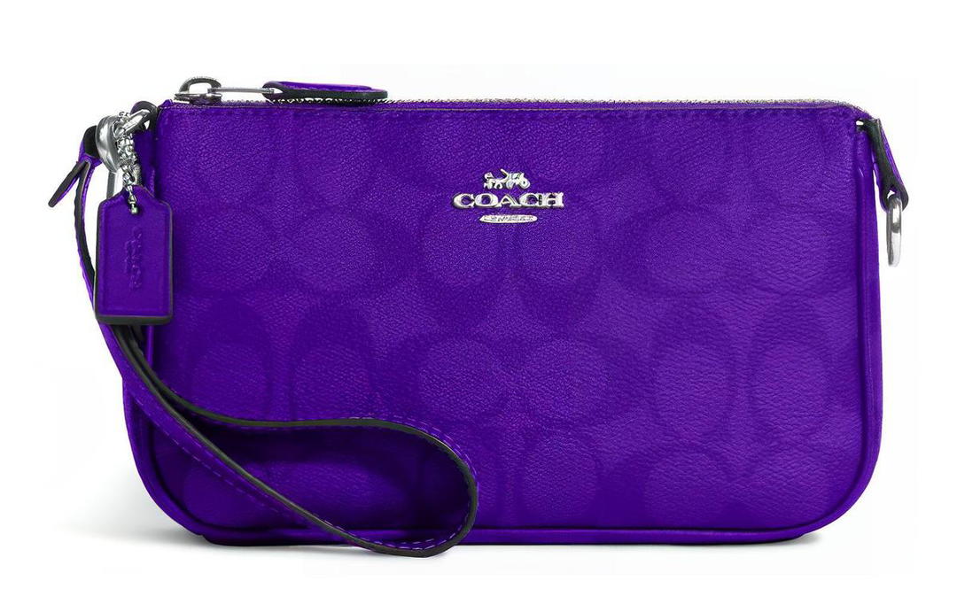Coach Coach Nolita Artificial Leather Mahjong Bag Shoulder Bag Wrist Bag Clutch Small Size Women's 1Sports Purple Monogram