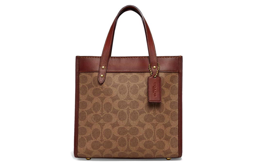 Coach Coach Field Canvas With Leather Tote Bag Shopping Bag Shoulder Bag Crossbody Bag Handbags Small Size Women's Red Brown