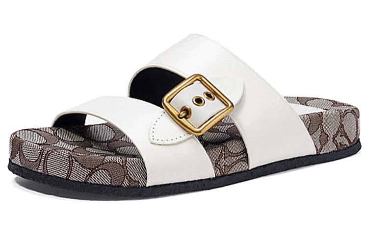 Coach Coach Rubber Sole Odor-Resistant Slide Slippers Women's White