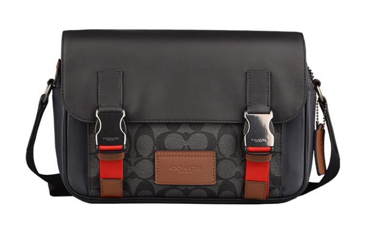 Coach Coach Track Canvas With Leather Laptop Bag, Briefcase, Shoulder Bag, Crossbody Bag Small Size Men's Black & Blue