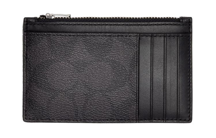 Coach Coach Monogram Canvas With Leather Zipper Coin Purses Unisex Charcoal Black Monogram