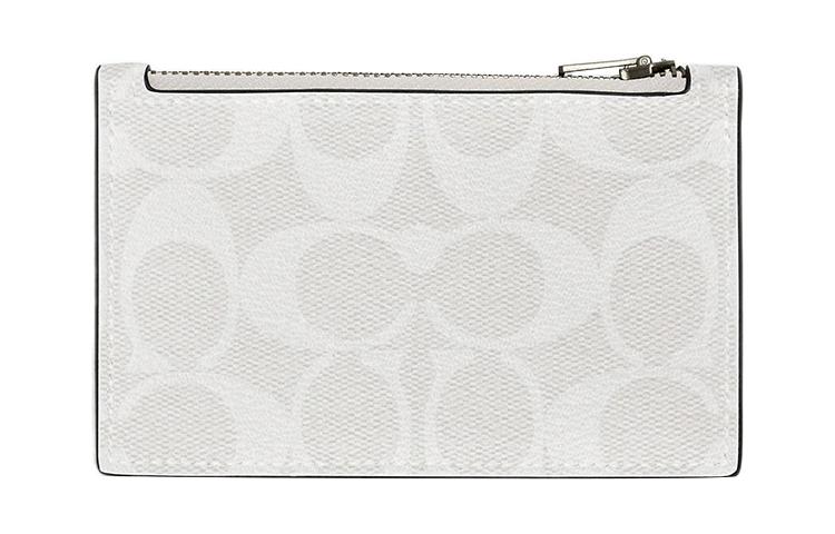 Coach Coach Card Case Canvas With Calfskin Wallets Card Holders Regular Men's Ivory Grey & Glacier White