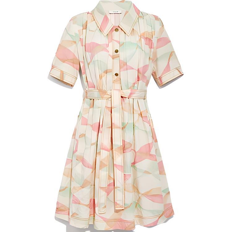 Coach Coach SS21 Short-Sleeved Dresses Women's Peach Pink Green