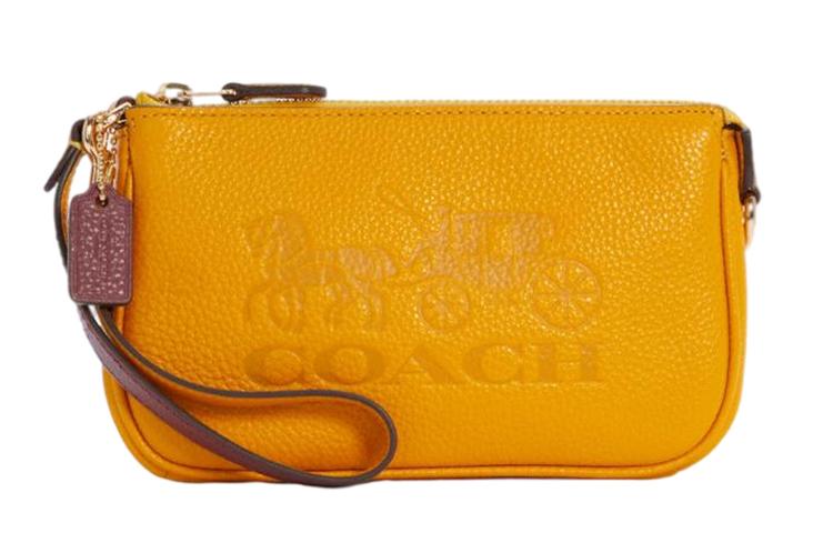 Coach Coach Nolita Leather Shoulder Bag Handheld Coin Bracelet Handbag Small Size Women's Candy Orange