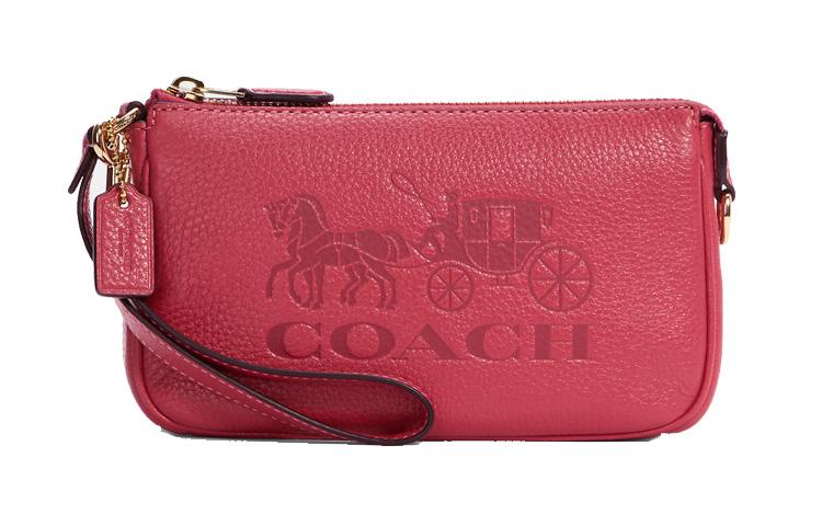 Coach Coach Leather Pochette, Shoulder Bag, Clutch Small Size Women's Pink