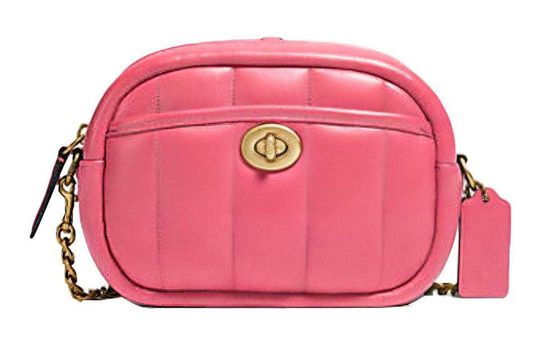 Coach Coach Camera Leather Small Square Camera Bag Shoulder Bag Crossbody Bag Small Size Women's Pink