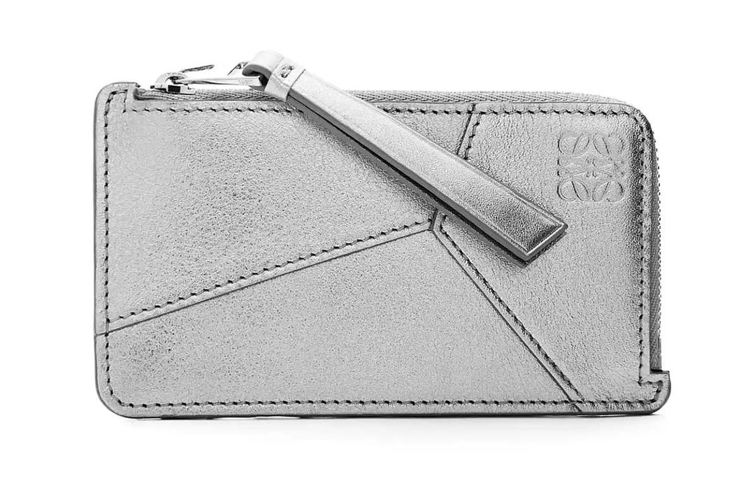 Loewe Loewe Puzzle Cow Leather Card Holder Women's Silver