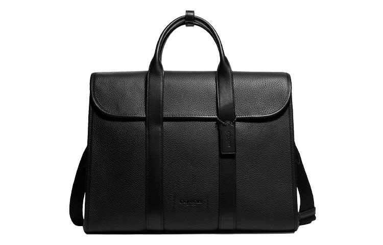 Coach Coach Gotham Pebbled Leather With Refined Calfskin Computer Briefcase Large Size Men's Black