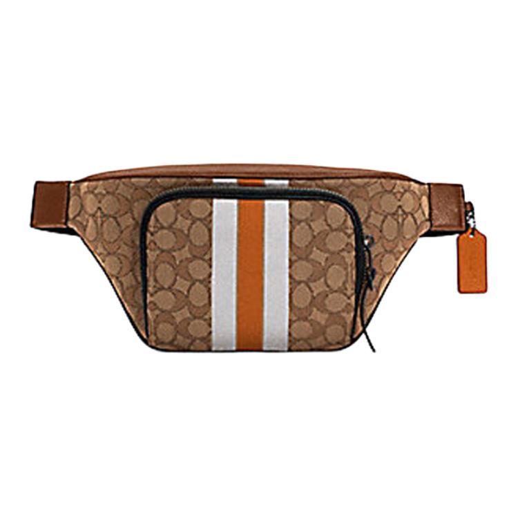 Coach Coach Leather One Shoulder Crossbody Fanny Pack Large Size Men's Caramel Brown
