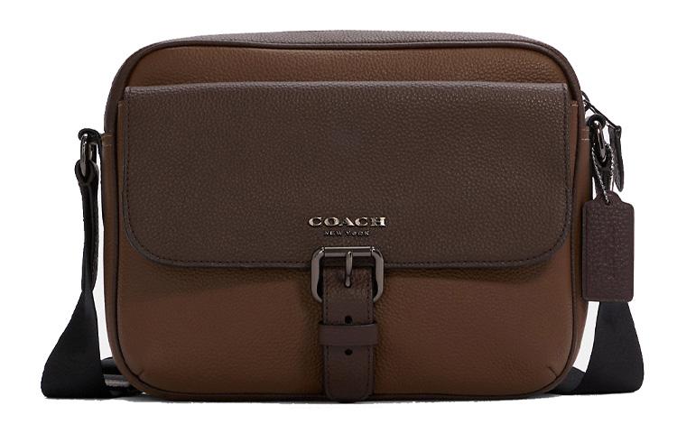 Coach Coach Leather Camera Bag Shoulder Bag Crossbody Bag Medium Size Men's Brown