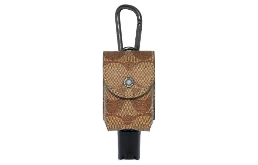 Coach Coach Canvas With Leather And Delicate Calfskin Snap Buckle Protective Case And Pendant Bag Accessory Unisex Khaki