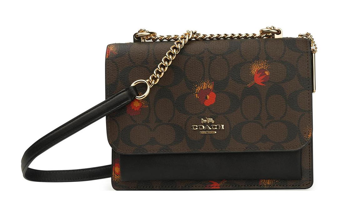 Coach Coach Klare Coated Canvas With Leather Shoulder Bag Crossbody Bag Women's Brown Black Print