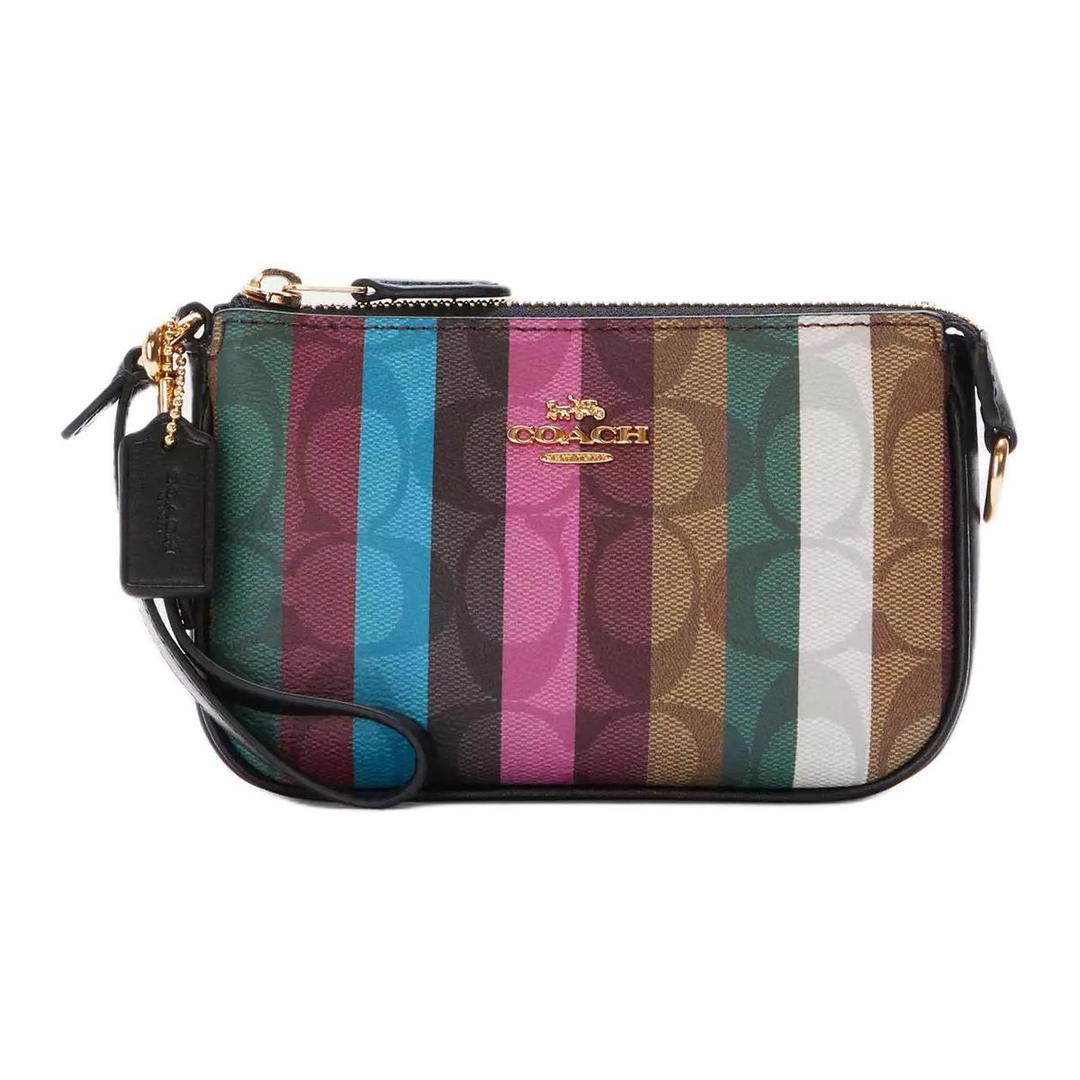 Coach Coach Nolita Canvas With Leather Mahjong Shoulder Bag Clutch Small Size Women's Brown & Rainbow