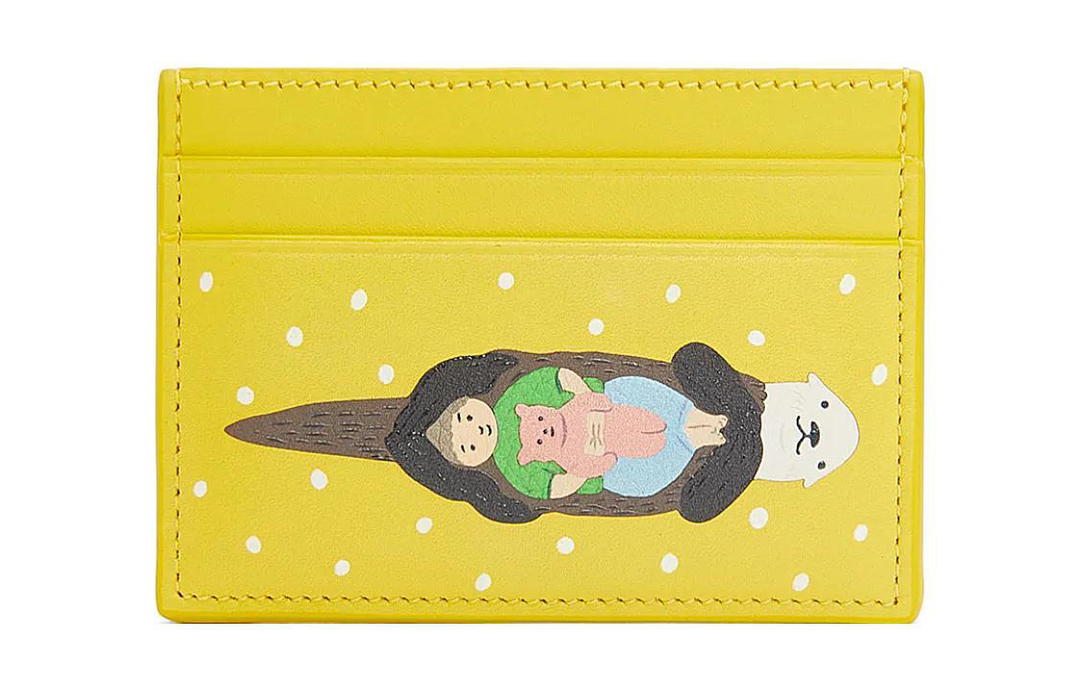 Loewe Loewe Suna Fujita Collaboration Satin Cow Leather Card Holder Women's Lime