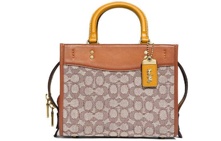 Coach Coach Rogue Textile Paper Bag Shoulder Bag Crossbody Bag Handbag Medium Size Women's Brown & Monogram