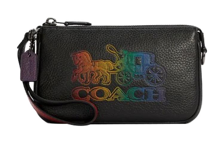 Coach Coach Nolita Leather Mahjong Shoulder Bag Clutch Small Size Unisex Black
