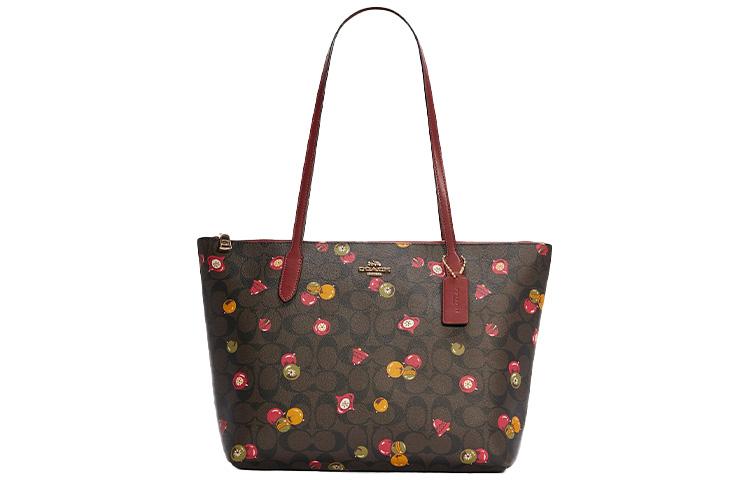 Coach Coach Zip Top Tote Recycled Eco Friendly Material Canvas With Leather Tote Handbag, Shoulder Bag Women's