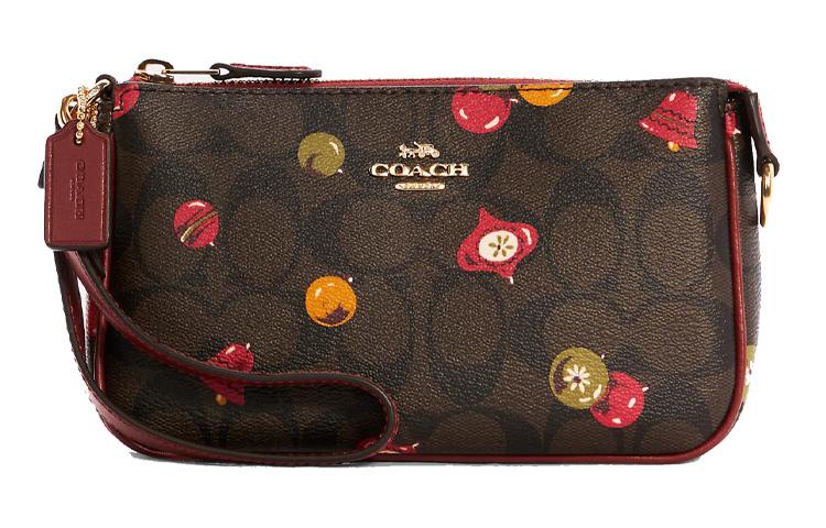 Coach Coach Nolita Canvas With Leather Mahjong Shoulder Bag Clutch Small Size Women's Dark Brown