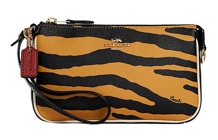 Coach Coach Nolita Coated Canvas With Leather Mahjong Shoulder Bag Clutch Small Size Women's Yellow/Black