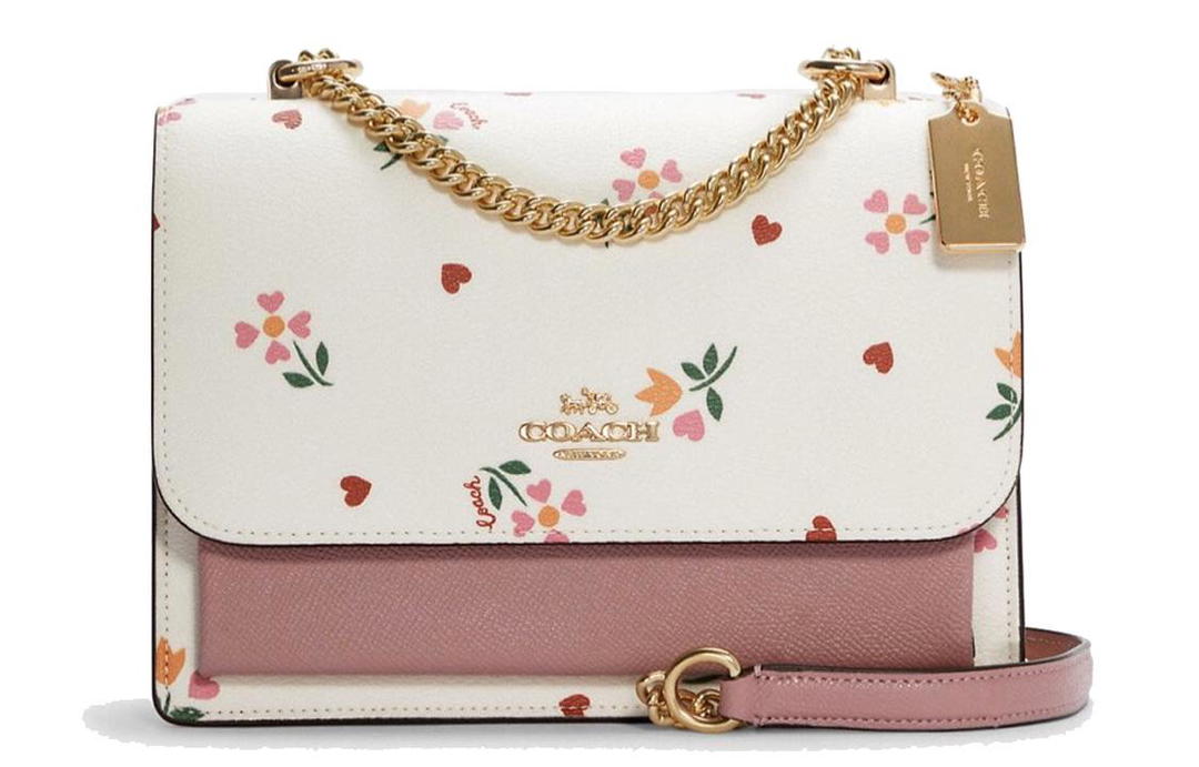 Coach Coach Klare Coated Canvas With Leather Trunk Bag Shoulder Bag Crossbody Bag Small Size Women's Pink White Multicolor
