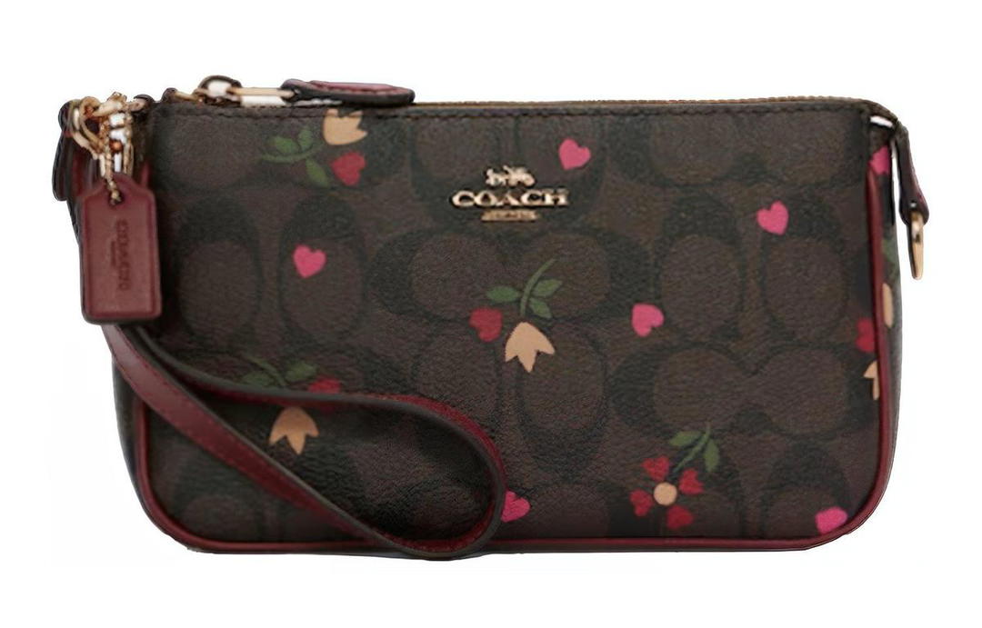 Coach Coach Nolita Leather Shoulder Bag Mahjong Clutch Small Size Women's Brown/Burgundy Multicolor