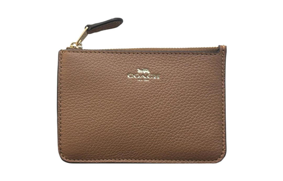 Coach Coach Key Case Leather Coin Purse Key Pouch Wallet Card Holder Unisex Brown