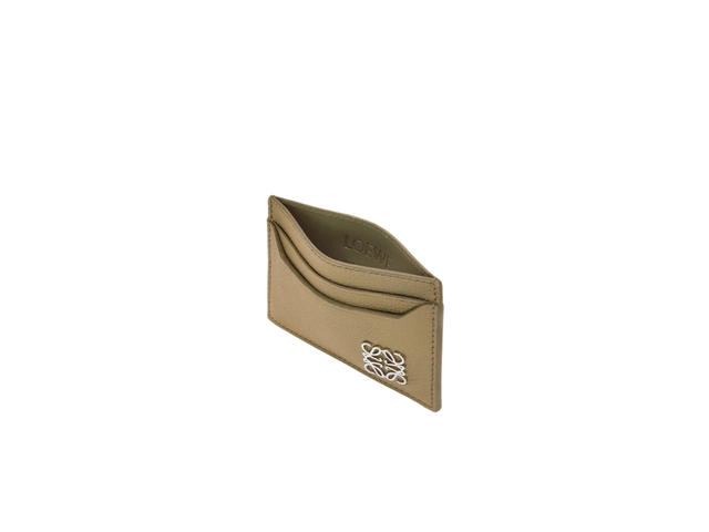 Loewe Loewe Anagram Plain Card Holder In Pebble Grain Calfskin Artichoke Green - view 2