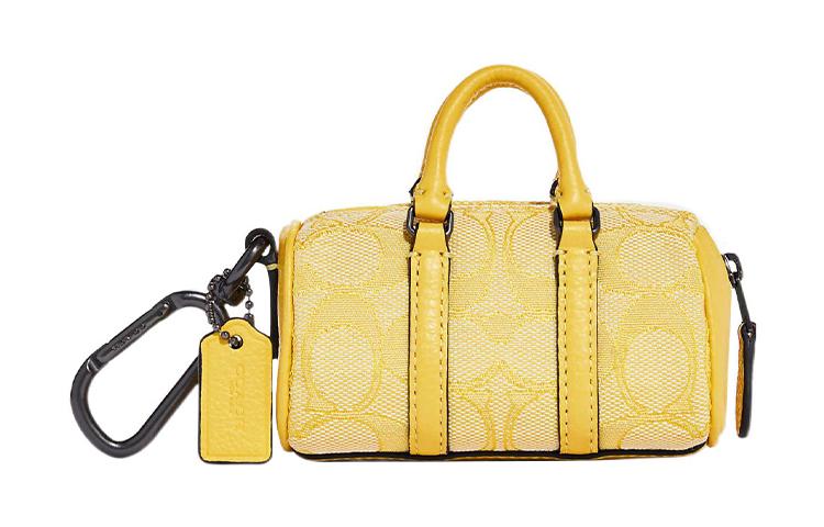 Coach Coach Bag Charm Canvas With Leather Portable Travel Bag Style Keychain Pendant Bag Accessory Women's Yellow