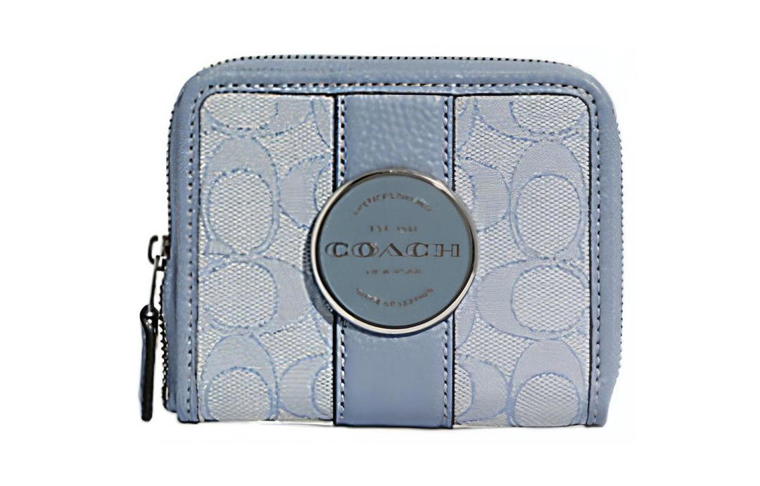 Coach Coach Lonnie Fabric With Leather Wallet Mini Women's Marble Blue