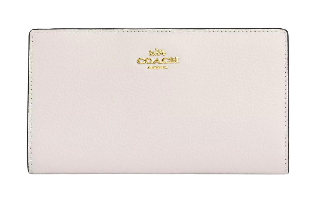 Coach Coach Wallet Pebbled Leather Wallet Small Size Women's Chalk