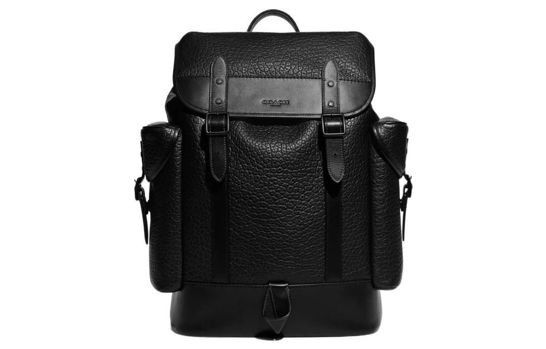 Coach Coach Hitch Leather Backpack Large Size Men's Black