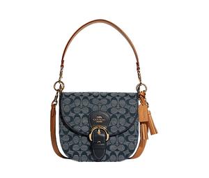 Buy Coach Kleo Fabric Cow Leather Patchwork Saddle Bag Shoulder Bag Medium Size Women's Denim Blue & Taupe at Sasom – Authentic and Ready to Ship