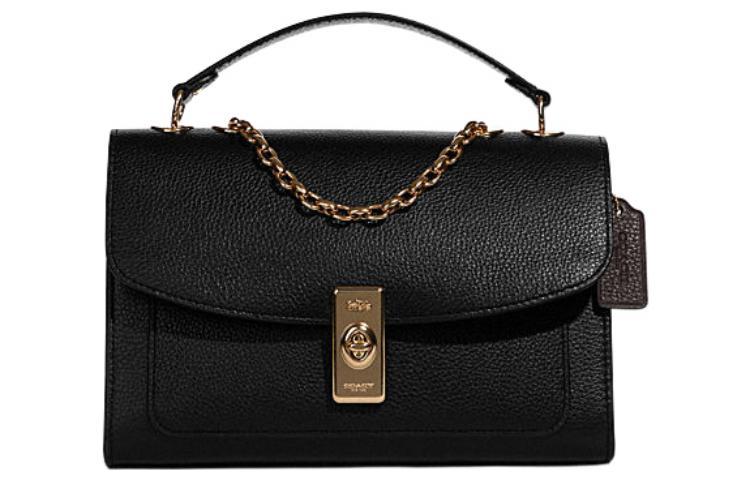 Coach Coach Lane Leather Trunk Bag Crossbody Bag Shoulder Bag Large Size Women's Black