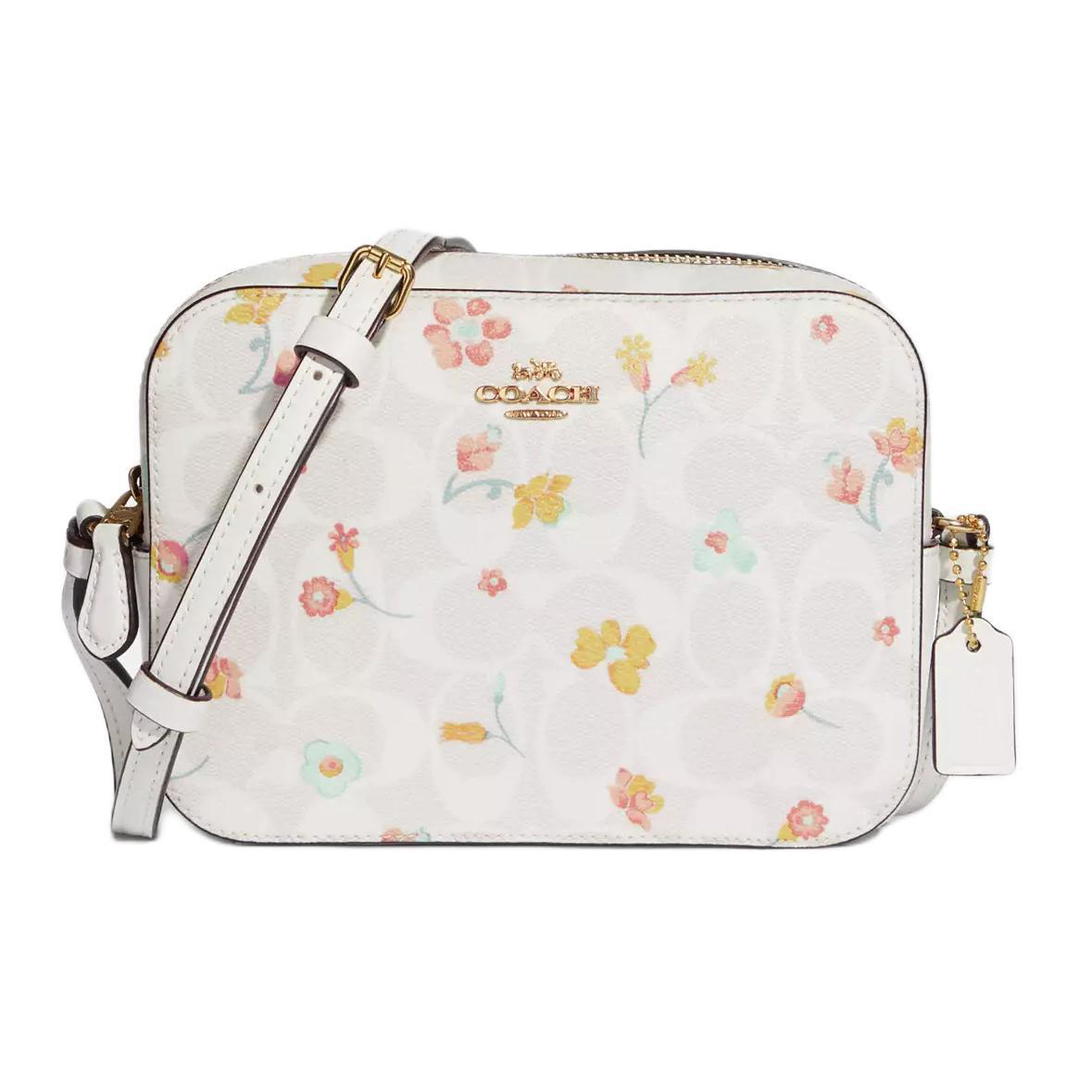 Coach Coach Camera Leather Crossbody Bag Camera Bag Small Size Women's White