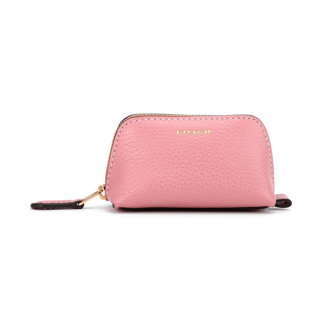 Coach Coach Cosmetic Pebbled Leather Clutch Makeup Bag Regular Women's Pink