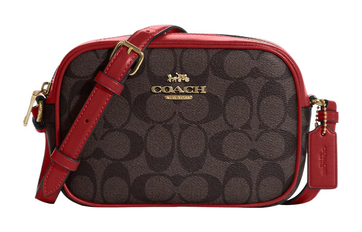 Coach Coach Jamie Cow Leather Camera Bag Shoulder Bag Crossbody Bag Mini Women's Brown & Red