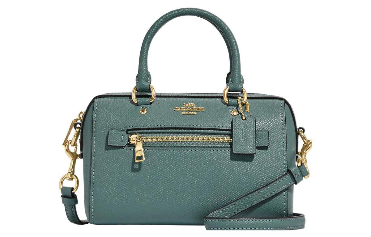 Coach Coach Rowan Cross Stitch Leather Handbags Shoulder Bag Crossbody Bag Mini Women's Ink Wash Green