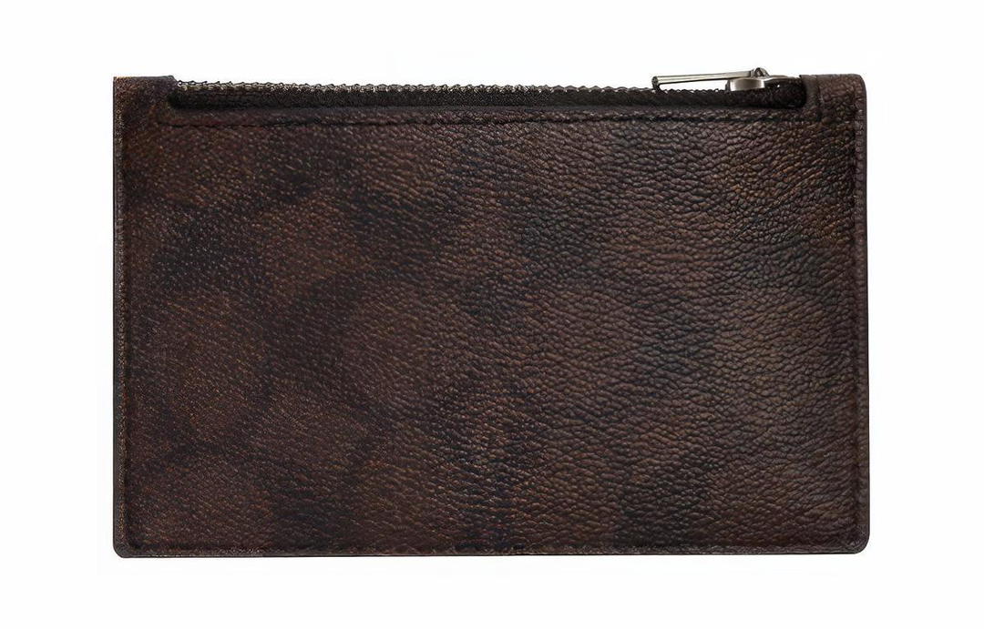 Coach Coach Card Case Canvas With Leather Card Clip Card Holder Men's Brown