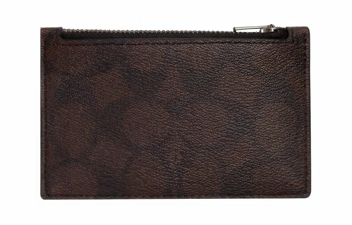 Coach Coach Card Case Canvas With Leather Card Clip Card Holder Men's Brown